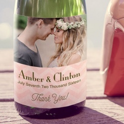 Pale Pink Personalised Photo Wine Bottle Labels